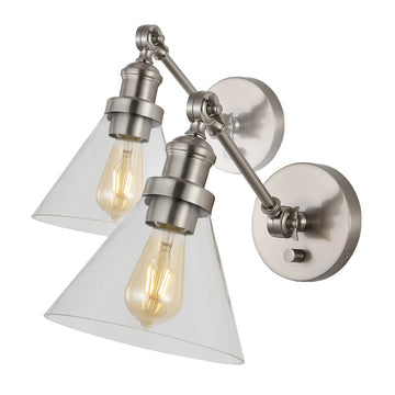 Cowie 8" Iron/Glass Adjustable LED Wall Sconce - JONATHAN Y